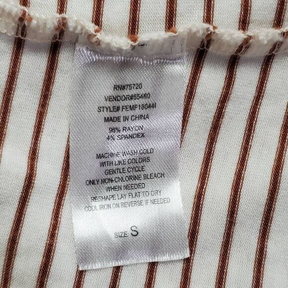 Fitz + Eddi Women's Long Sleeve Striped Crisscross Neck Top Size S White Rust - Picture 5 of 6